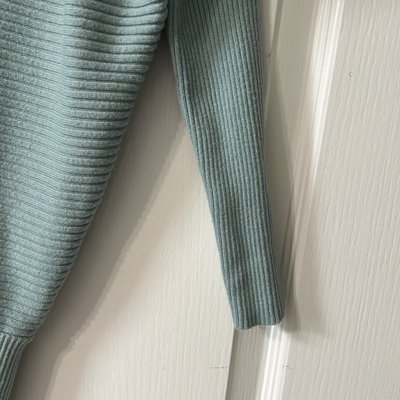 River Island Off the shoulder Knit Sweater Dress S Teal Light Blue Mini Skirt - Picture 6 of 11